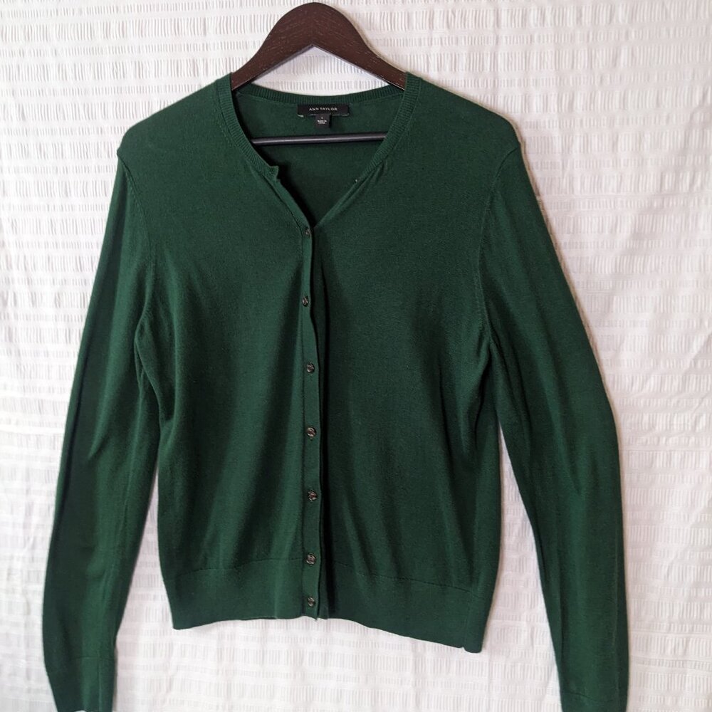 Ann Taylor Green Cardigan Sweater